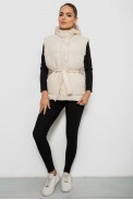 Жилет женский с капюшоном  -уценка, цвет светло-бежевый, 207R2016-U-1 - фото № 1