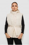 Жилет женский с капюшоном  -уценка, цвет светло-бежевый, 207R2016-U-1 - фото № 0