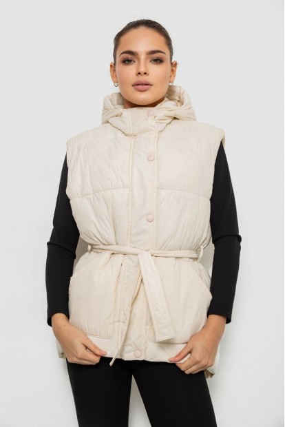 Жилет жіночий з капюшоном  -уцінка, колір світло-бежевий, 207R2016-U-1