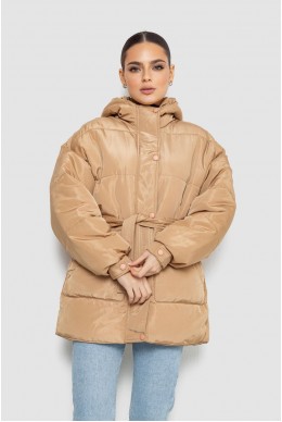 Куртка женская демисезонная с поясом  -уценка, цвет бежевый, 207R005-U-2
