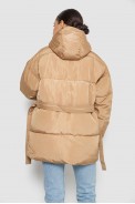 Куртка жіноча демісезонна з поясом  -уцінка, колір бежевий, 207R005-U-2 - фото № 3