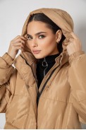 Куртка жіноча демісезонна з поясом  -уцінка, колір бежевий, 207R005-U-2 - фото № 4