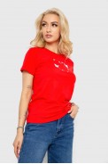 Футболка женская с принтом  -уценка, цвет красный, 238R559-U-6 - фото № 2