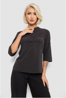 Блуза однотонна, колір чорний, 230R97-1
