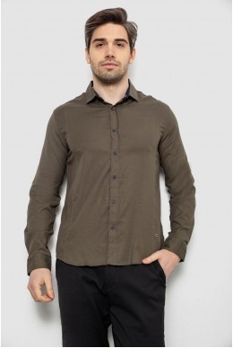 Сорочка чоловіча однотонна, колір хакі, 186R6917-1