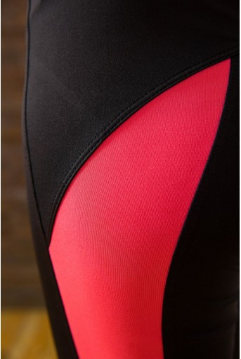 Купити Спортивні жіночі бриджі, колір чорно-рожевий, 172R53 - Фото №4