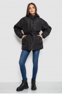 Куртка жіноча демісезонна з поясом  -уцінка, колір чорний, 207R005-U-6 - фото № 1