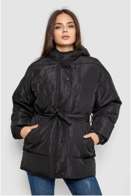 Куртка жіноча демісезонна з поясом  -уцінка, колір чорний, 207R005-U-6