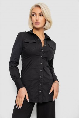 Сорочка жіноча однотонна, колір чорний, 230R302