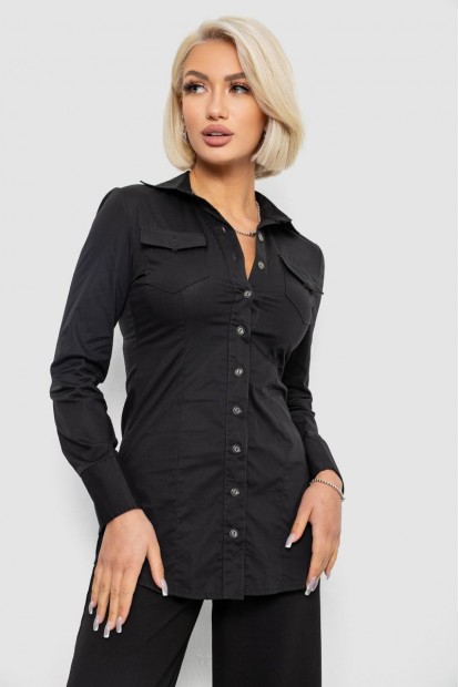 Сорочка жіноча однотонна, колір чорний, 230R302