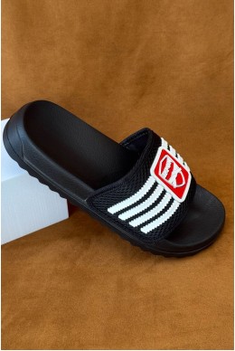 Шлепанцы женские с аппликацией, цвет черный, 243R5030-4