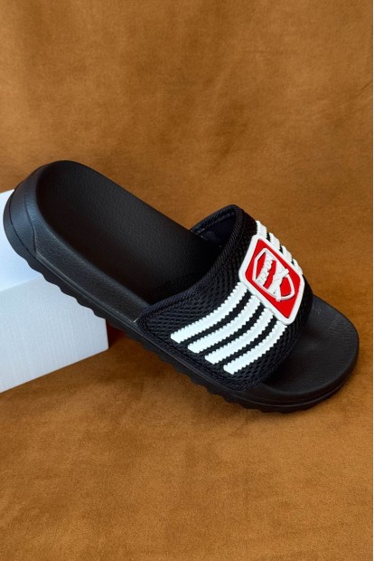 Шлепанцы женские с аппликацией, цвет черный, 243R5030-4