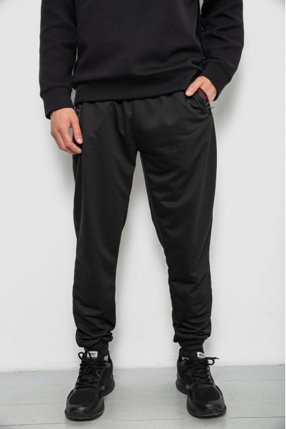 Спортивні штани чоловічі однотонні, колір чорний, 244R41736