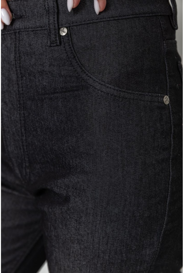 Купить Джинсы женские на флисе, цвет черный, 201R221 - Фото №5