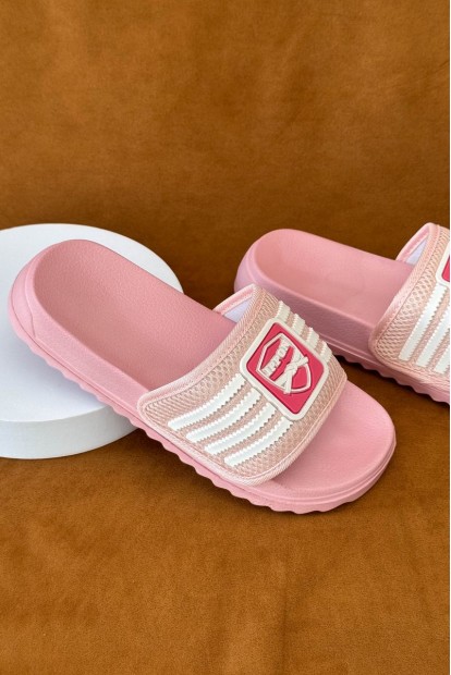 Шлепанцы женские с аппликацией, цвет розовый, 243R5030-4