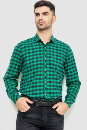 Рубашка мужская в клетку байковая, цвет зелено-синий, 214R15-31-002