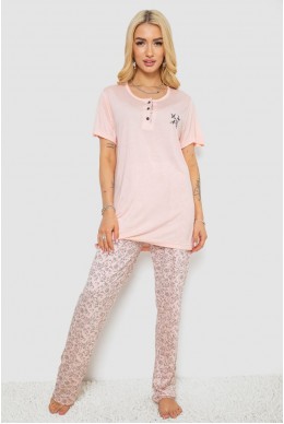 Піжама жіноча з принтом  -уцінка, колір персиковий, 243R7001-U-6