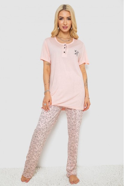 Піжама жіноча з принтом  -уцінка, колір персиковий, 243R7001-U-6