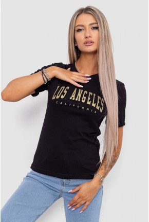 Футболка жіноча з принтом, колір чорний, 238R57476