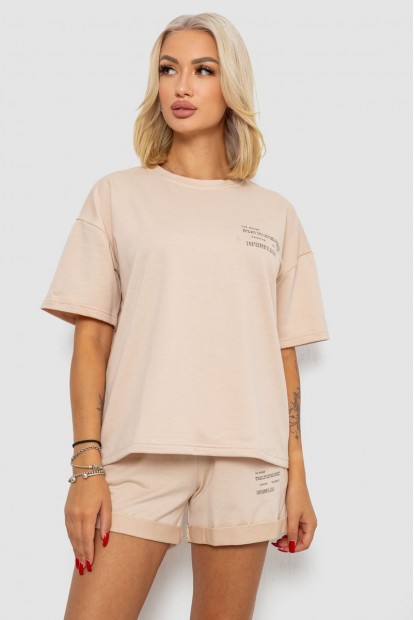 Костюм домашній жіночий з принтом  -уцінка, колір бежевий, 230R120-U-20