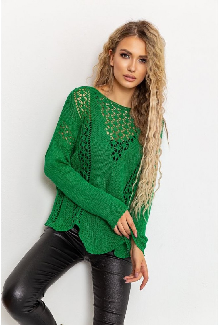 Купить Свитер женский вязаный, цвет зеленый, 131R2683-1 - Фото №3