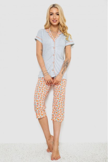 Піжама жіноча з принтом  -уцінка, колір сірий, 243R19013-U-2