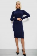 Платье однотонное в рубчик, цвет темно-синий, 257R701 - фото № 0