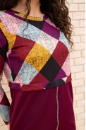 Платье мини с геометрическим принтом, цвет Бордовый, 167R1805