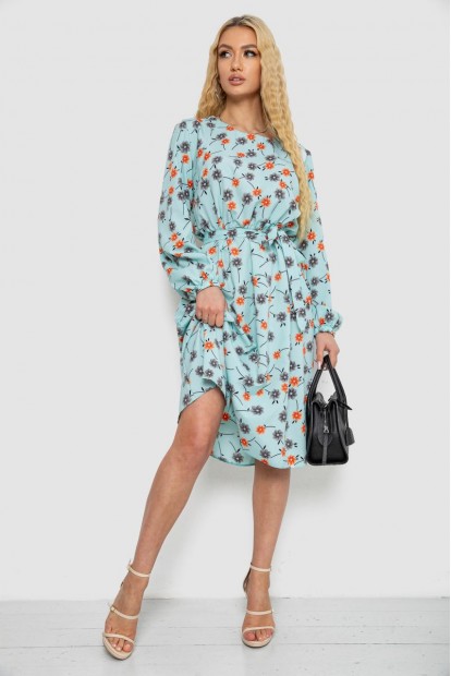 Сукня з принтом софт  -уцінка, колір м'ятно-сірий, 214R0226-4-U-6