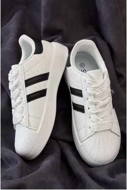 Кросівки жіночі демісезонні, колір біло-чорний, 248RBK10