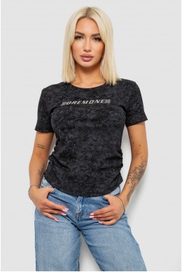 Футболка женская с принтом, цвет черный, 221R3307