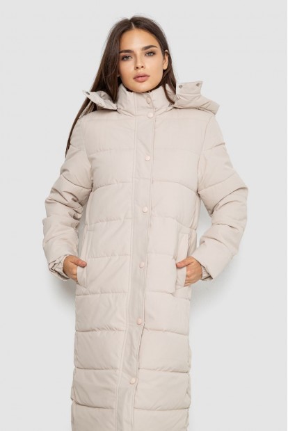 Куртка жіноча подовжена батал  -уцінка, колір світло-бежевий, 207R006-1-U-1