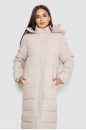 Куртка жіноча подовжена батал  -уцінка, колір світло-бежевий, 207R006-1-U-2 - фото № 0
