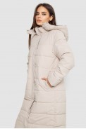 Куртка жіноча подовжена батал  -уцінка, колір світло-бежевий, 207R006-1-U-2 - фото № 2
