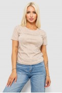 Футболка женская с принтом, цвет светло-бежевый, 221R3307 - фото № 0