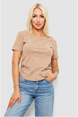 Футболка женская с принтом, цвет бежевый, 221R3307