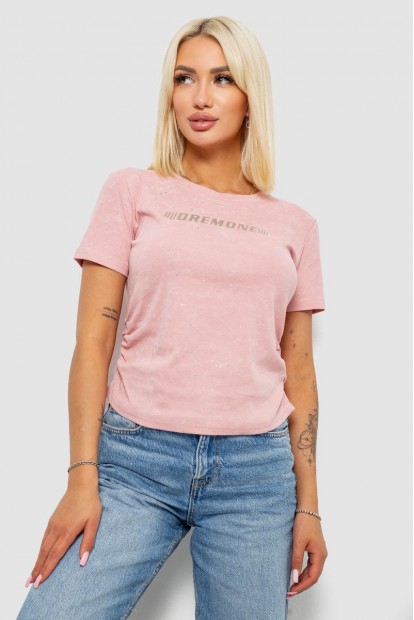 Футболка женская с принтом, цвет розовый, 221R3307