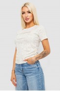 Футболка женская с принтом, цвет кремовый, 221R3307 - фото № 2