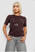 Жіноча футболка з принтом, колір шоколадний, 241R137 - фото № 0