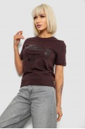 Жіноча футболка з принтом, колір шоколадний, 241R137 - фото № 2