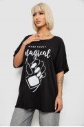 Футболка жіноча з принтом, колір чорний, 244R6005-1 - фото № 2
