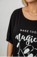 Футболка жіноча з принтом, колір чорний, 244R6005-1 - фото № 4