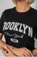 Жіноча футболка з принтом, колір чорний, 241R137 - фото № 4
