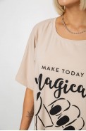 Футболка женская с принтом, цвет светло-бежевый, 244R6005-1 - фото № 4