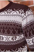 Мужской свитер с новогодним принтом, шоколадно-белый, 161R776 - фото № 4