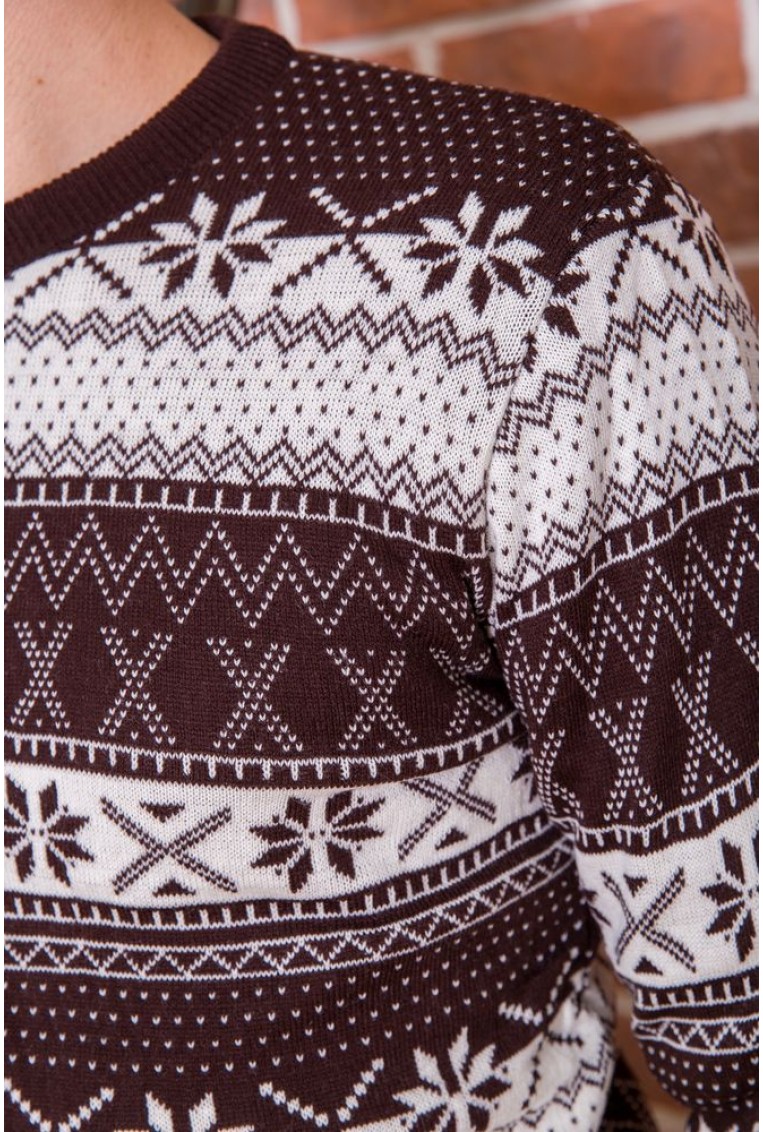 Купить Мужской свитер с новогодним принтом, шоколадно-белый, 161R776 - Фото №5