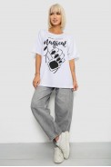 Футболка жіноча з принтом, колір білий, 244R6005-1 - фото № 1