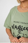 Футболка жіноча з принтом, колір оливковий, 244R6005-1 - фото № 4
