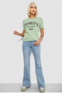 Жіноча футболка з принтом, колір оливковий, 241R137 - фото № 1