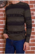 Мужской свитер с новогодним принтом, черно-зеленый, 161R776